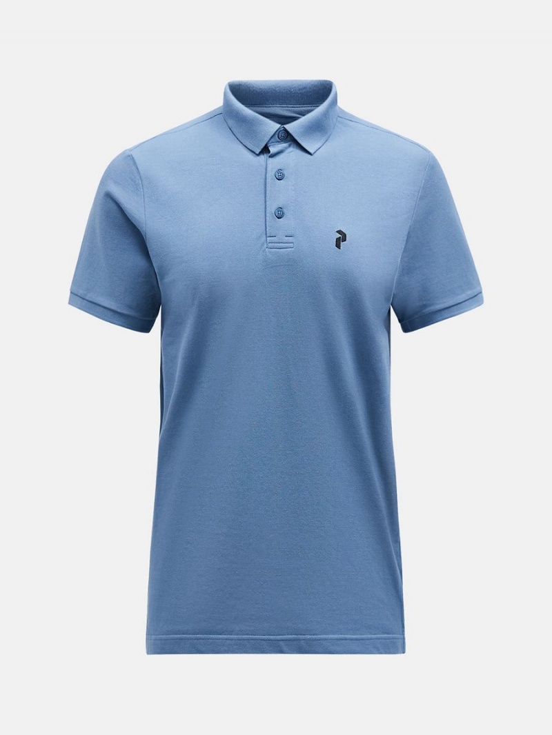 Peak Performance Classic Cotton Men\'s Polo Shirt Blue | EKA63-922