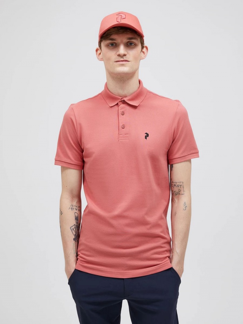 Peak Performance Classic Cotton Men's Polo Shirt Pink | JQP68-375