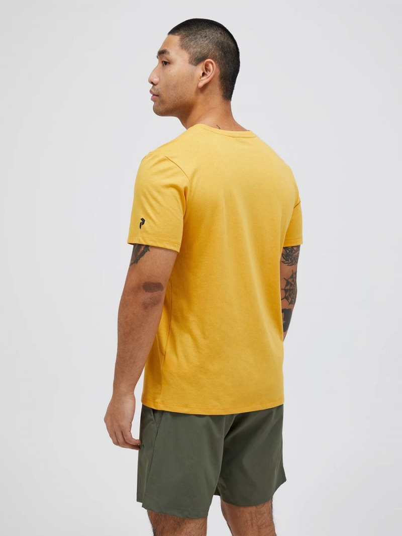 Peak Performance Explore Logo Men's T-Shirt Yellow | HRG53-111