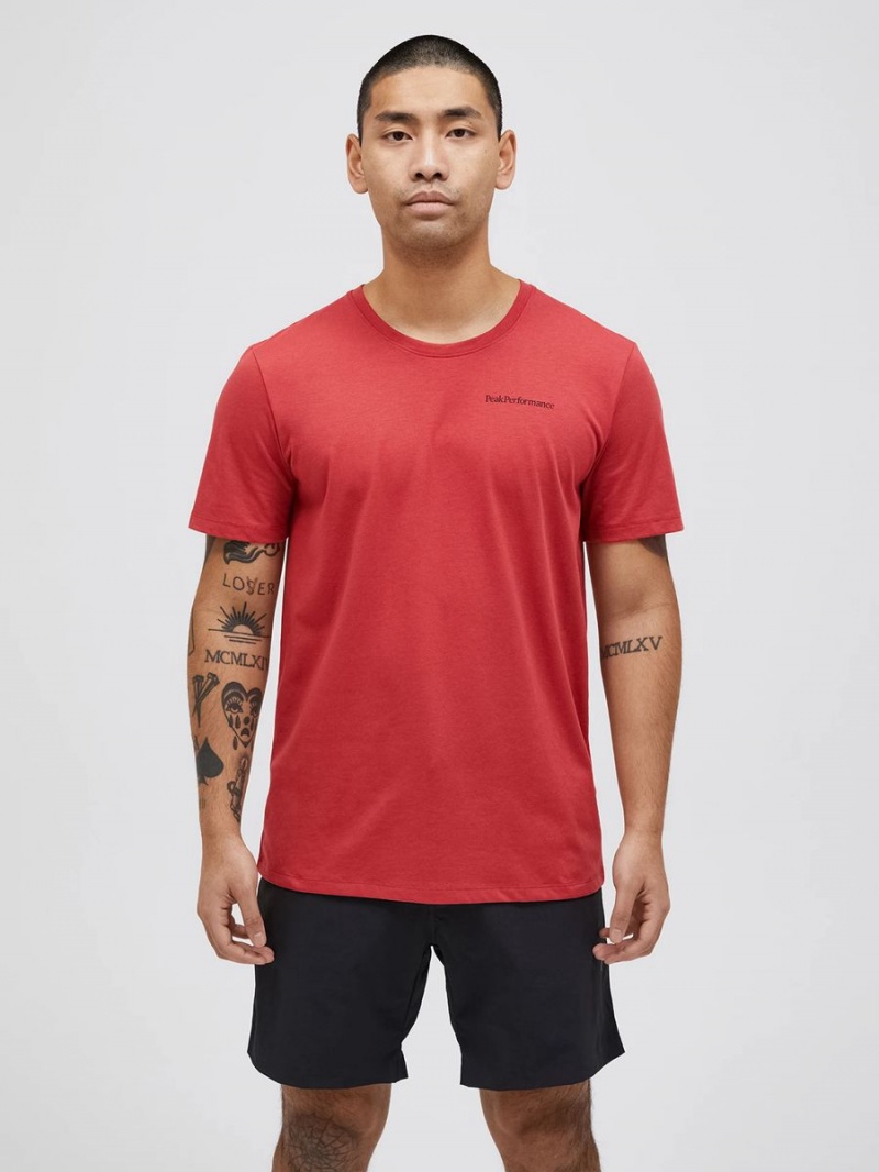 Peak Performance Explore Logo Men's T-Shirt Red | YOM26-615