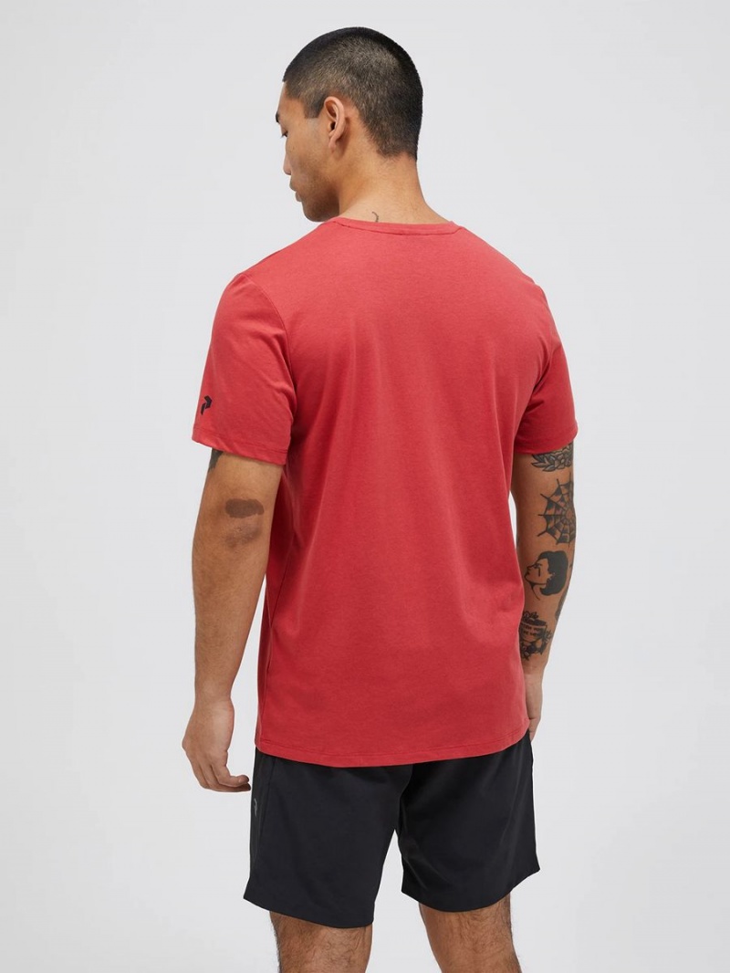 Peak Performance Explore Logo Men's T-Shirt Red | YOM26-615