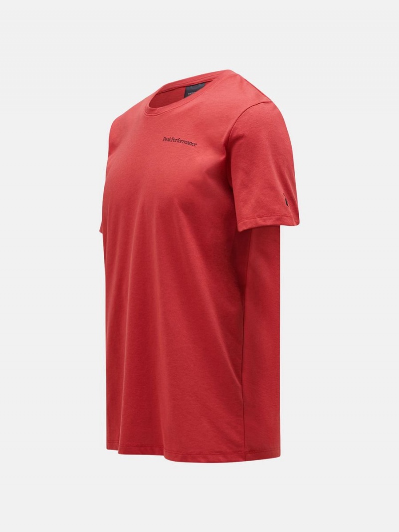 Peak Performance Explore Logo Men's T-Shirt Red | YOM26-615