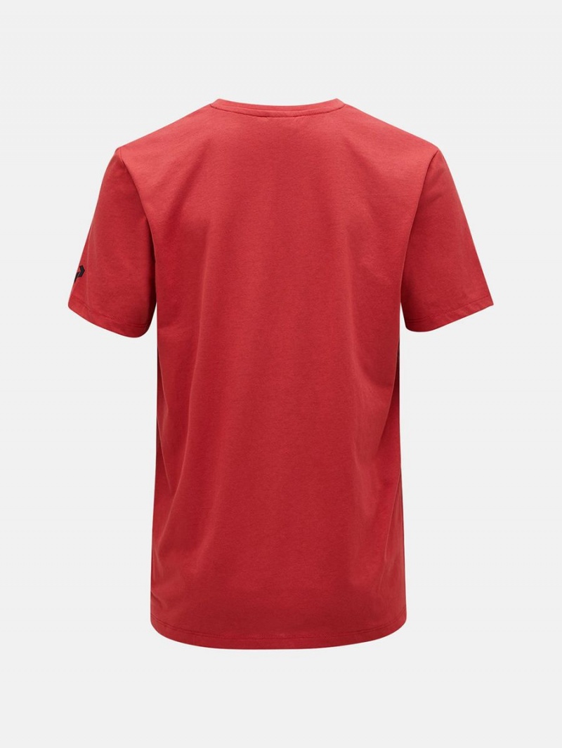 Peak Performance Explore Logo Men's T-Shirt Red | YOM26-615