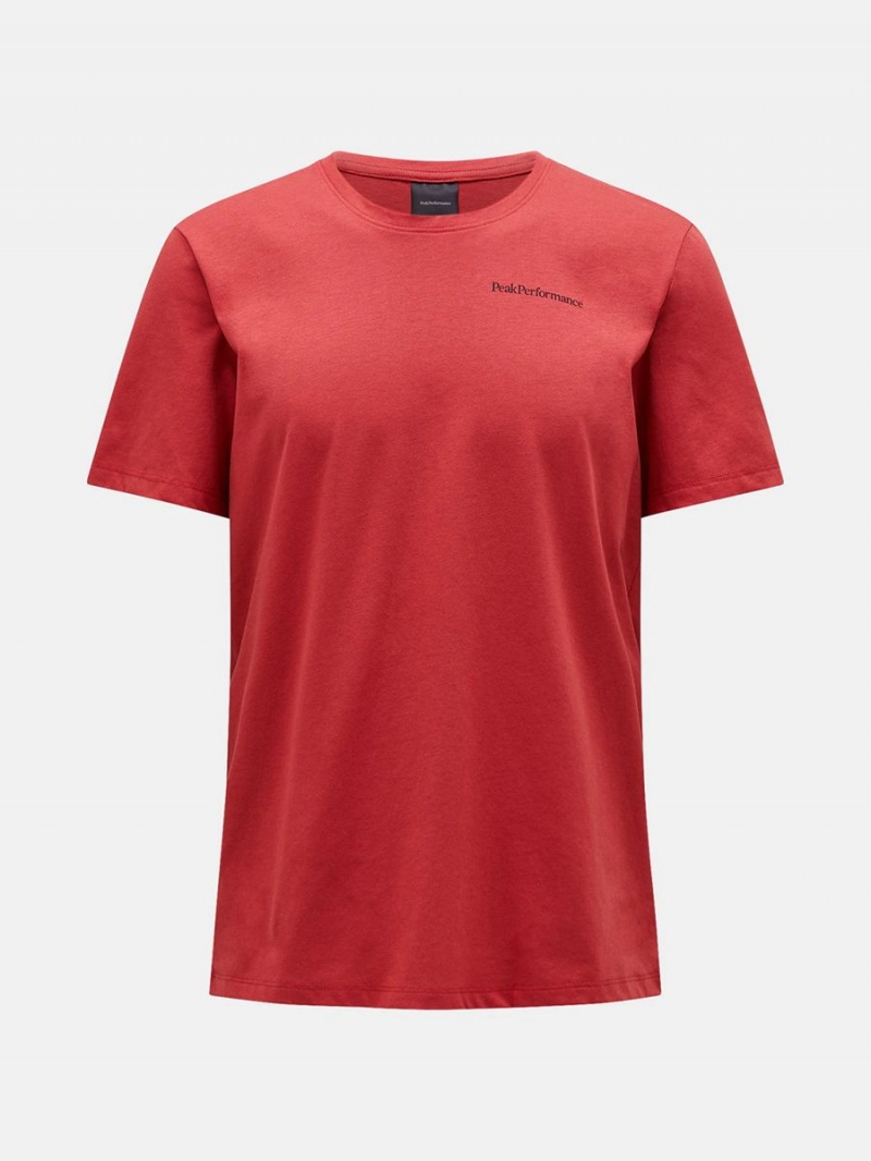 Peak Performance Explore Logo Men\'s T-Shirt Red | YOM26-615