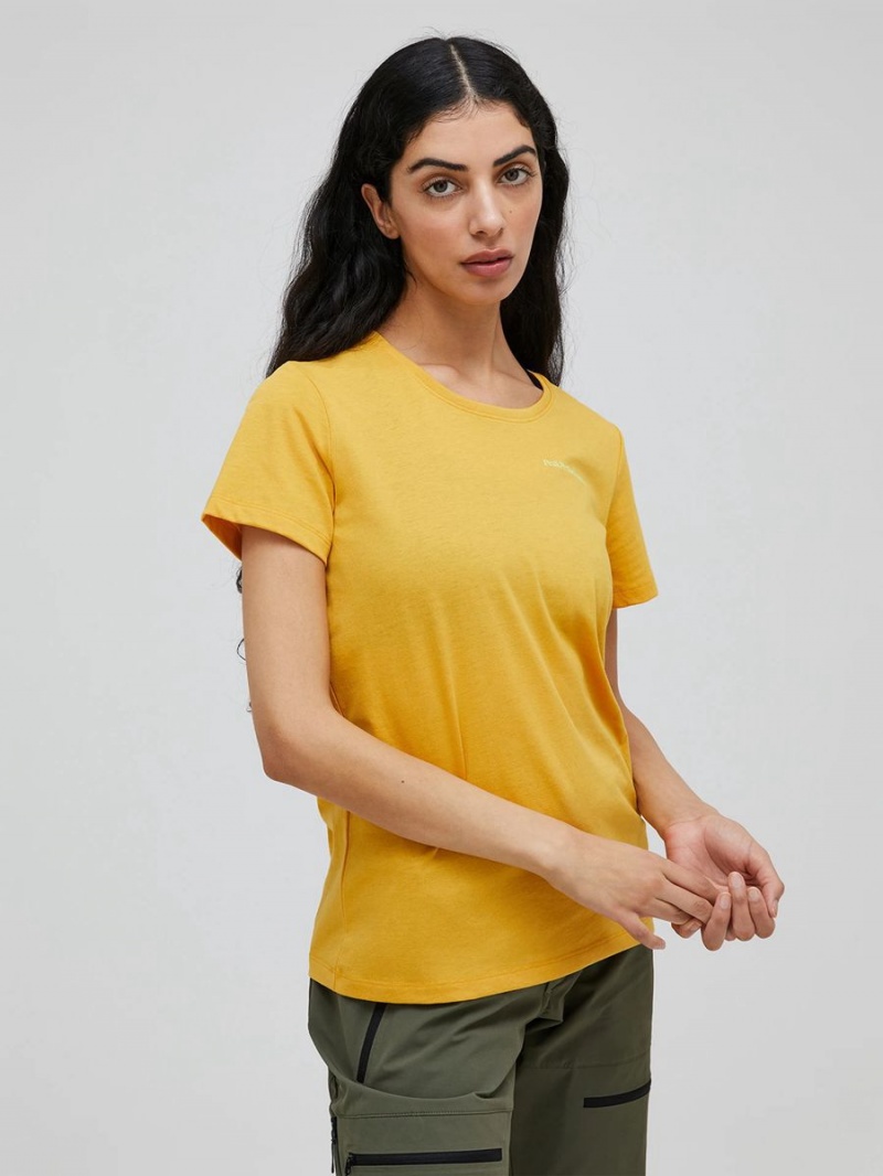 Peak Performance Explore Logo Women's T-Shirt Yellow | BKW19-399