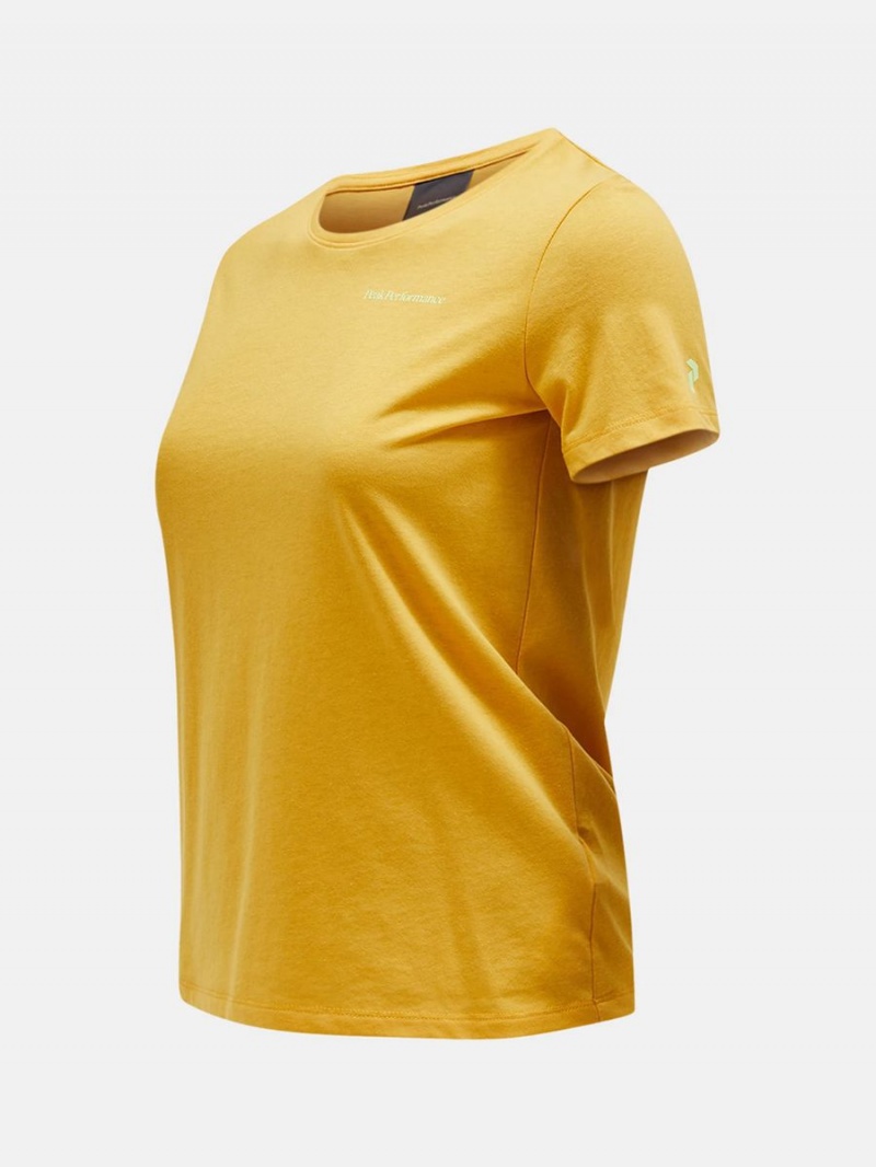 Peak Performance Explore Logo Women's T-Shirt Yellow | BKW19-399