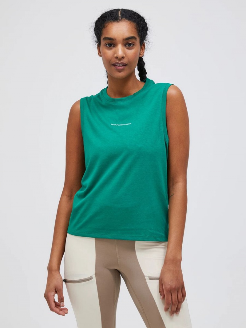 Peak Performance Explore Sleeveless Women's T-Shirt Green | POB95-357