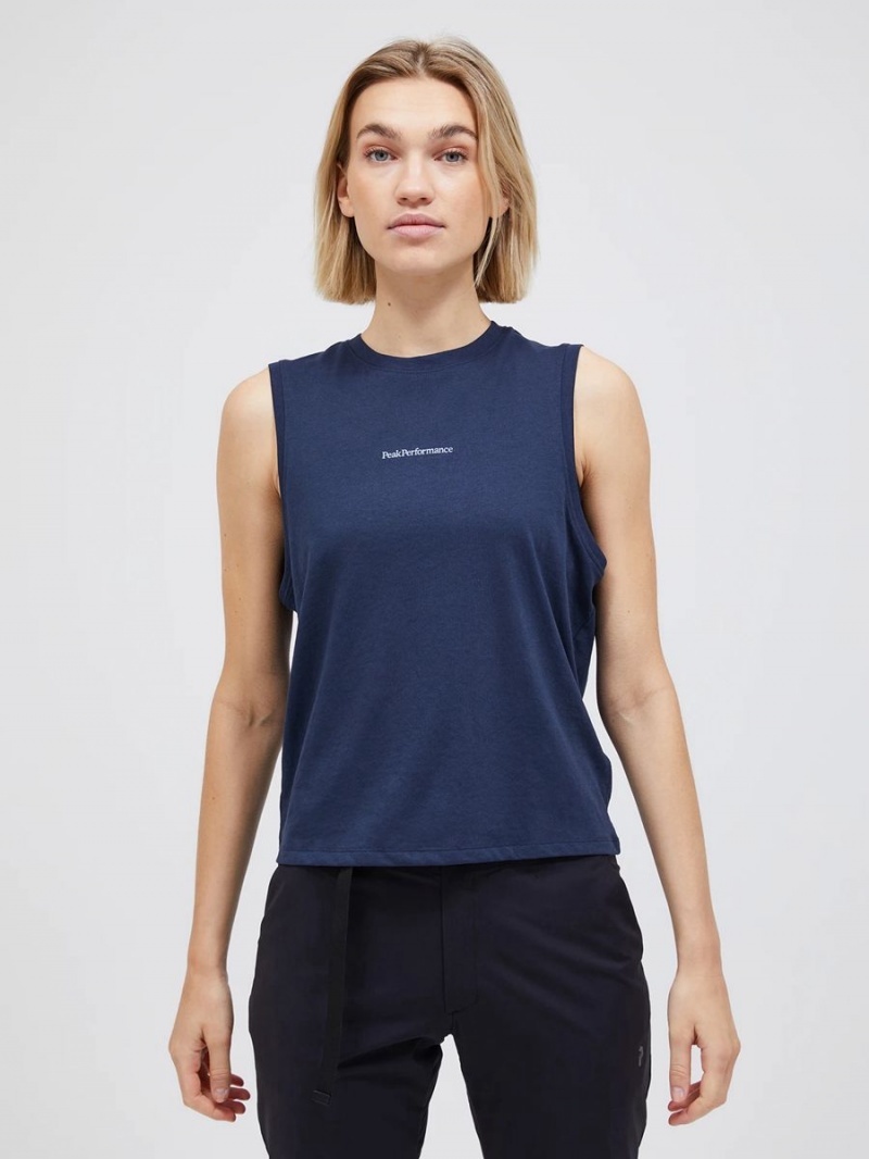 Peak Performance Explore Sleeveless Women's T-Shirt Navy | FNN52-309