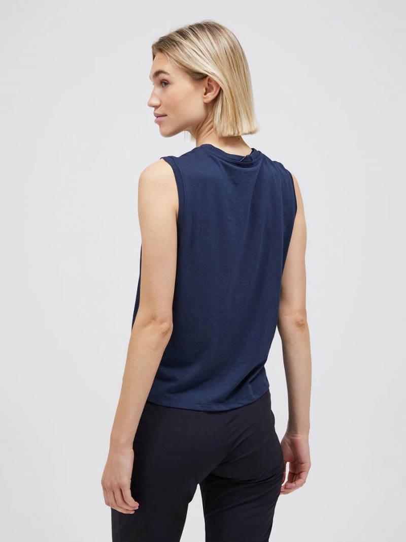 Peak Performance Explore Sleeveless Women's T-Shirt Navy | FNN52-309