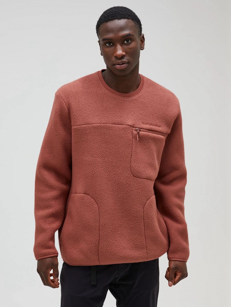 Peak Performance Fleece Crew Men's Sweatshirt Burgundy | DUH92-506