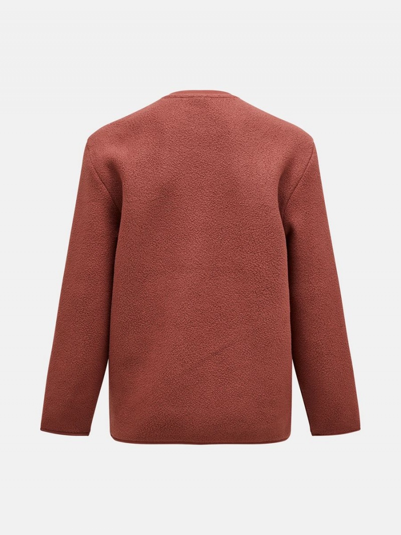 Peak Performance Fleece Crew Men's Sweatshirt Burgundy | DUH92-506