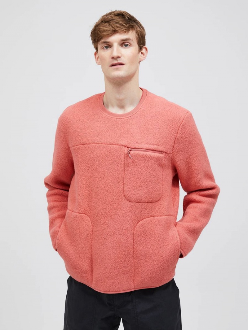 Peak Performance Fleece Crew Men's Sweatshirt Pink | DTX48-457