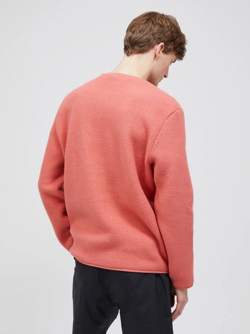 Peak Performance Fleece Crew Men's Sweatshirt Pink | DTX48-457