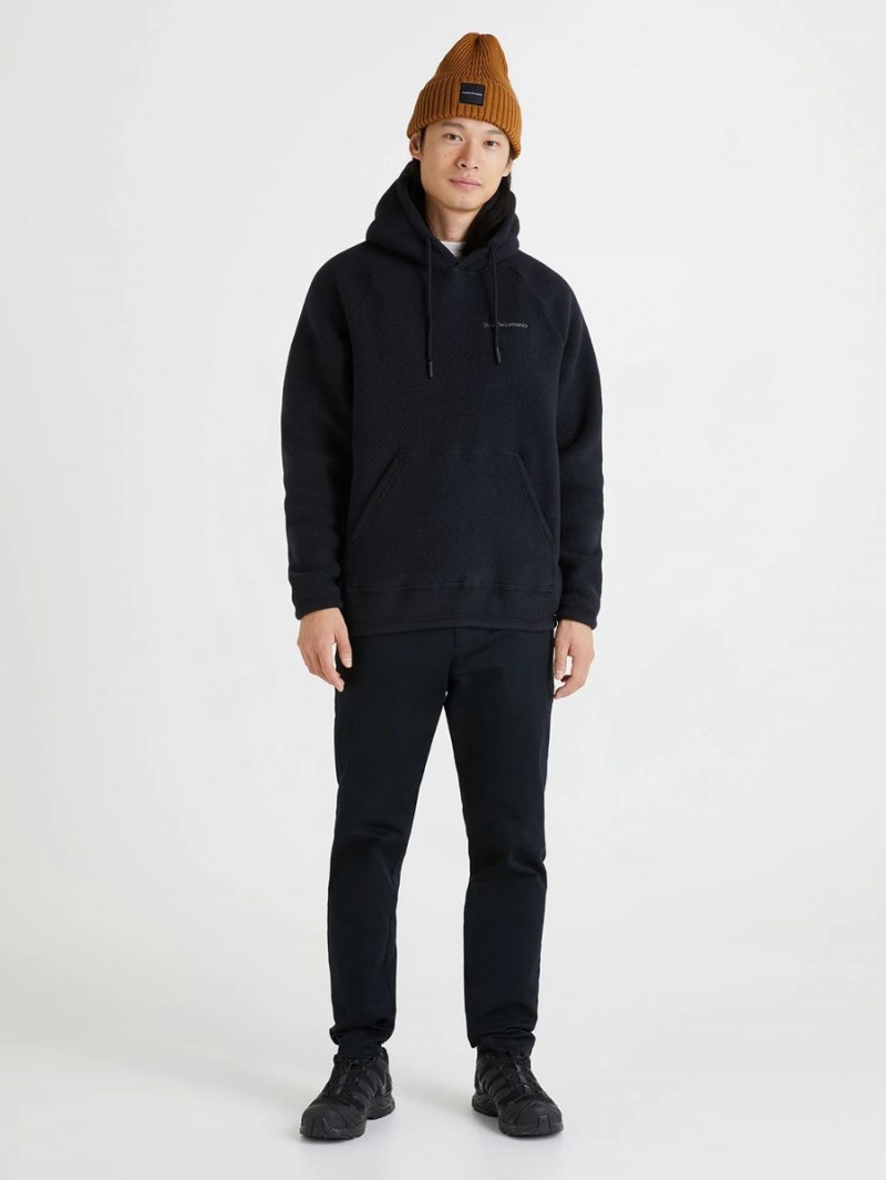 Peak Performance Fleece Men's Hoodie Black | CAJ79-285