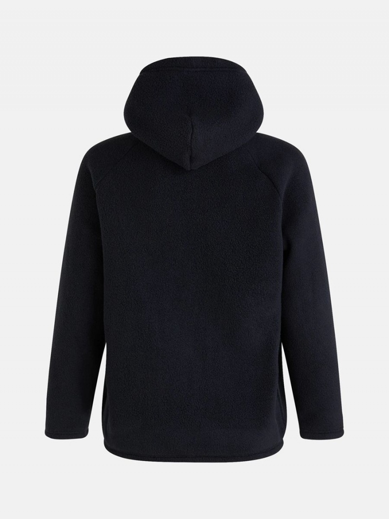 Peak Performance Fleece Men's Hoodie Black | CAJ79-285