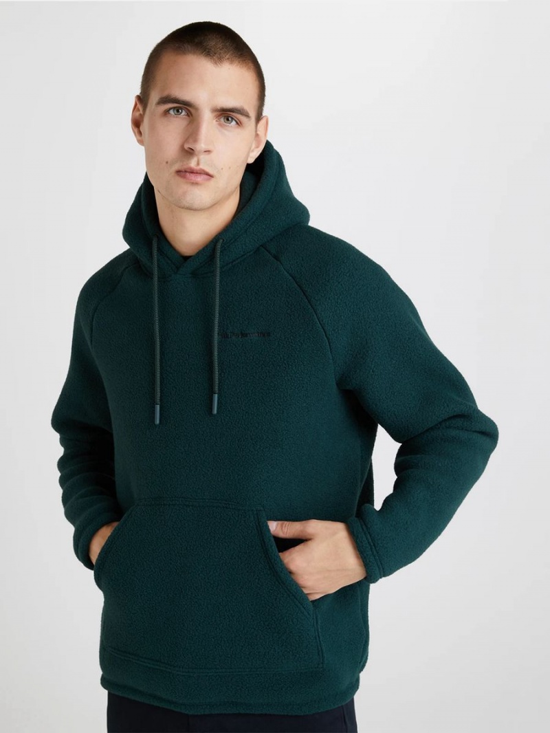 Peak Performance Fleece Men's Hoodie Green | PJN47-691