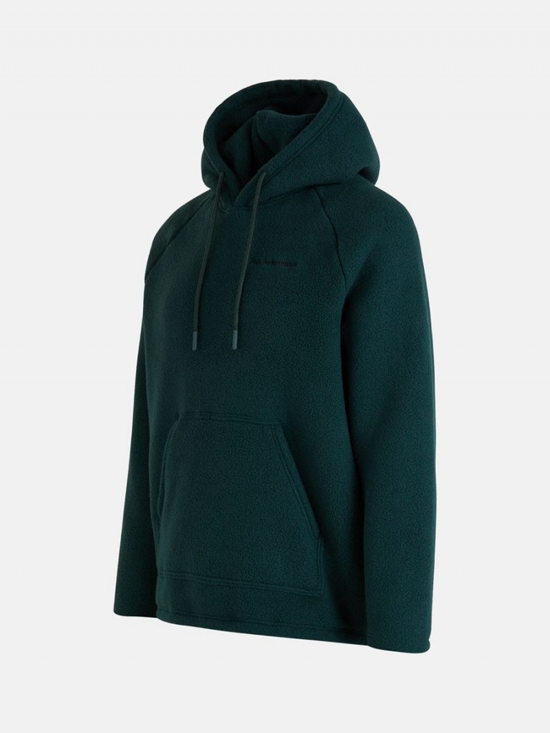 Peak Performance Fleece Men's Hoodie Green | PJN47-691