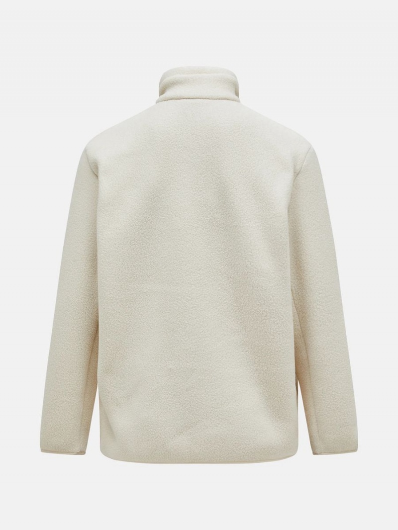 Peak Performance Fleece Snap T-Neck Men's Sweater Beige | WBN46-927