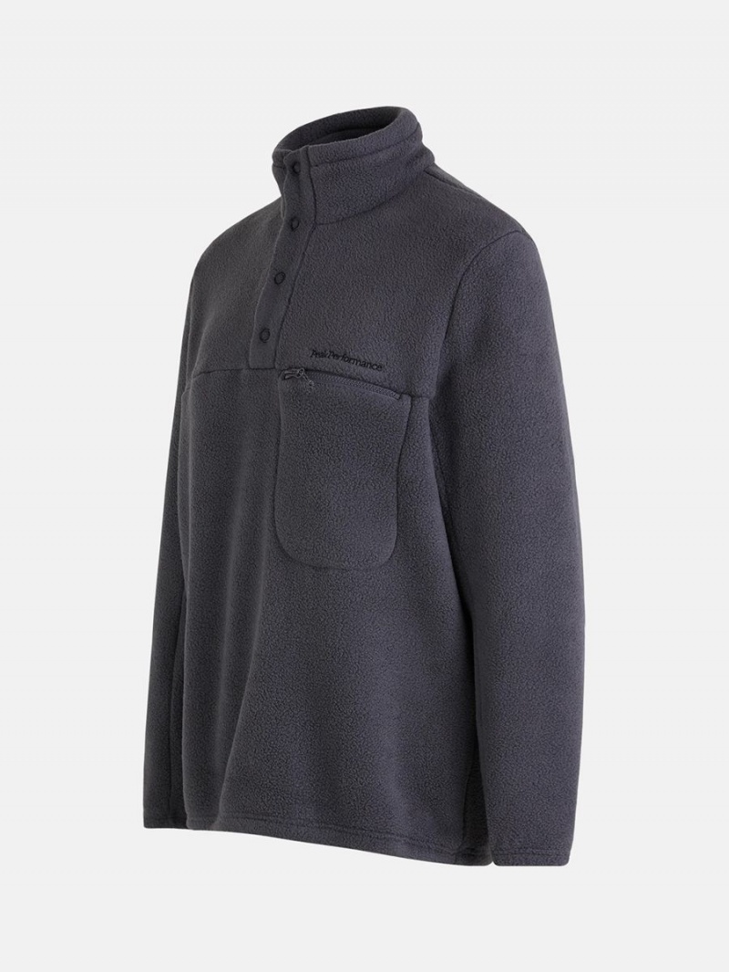 Peak Performance Fleece Snap T-Neck Men's Sweater Grey | TQZ37-656