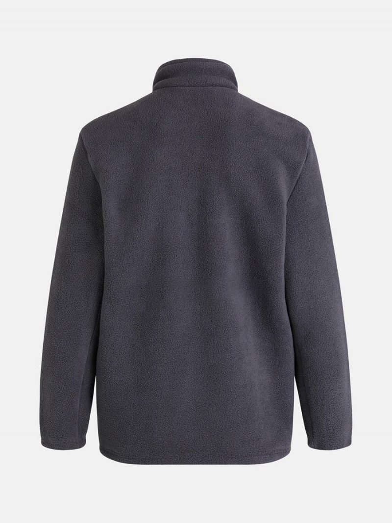 Peak Performance Fleece Snap T-Neck Men's Sweater Grey | TQZ37-656