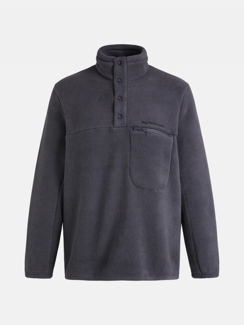 Peak Performance Fleece Snap T-Neck Men\'s Sweater Grey | TQZ37-656