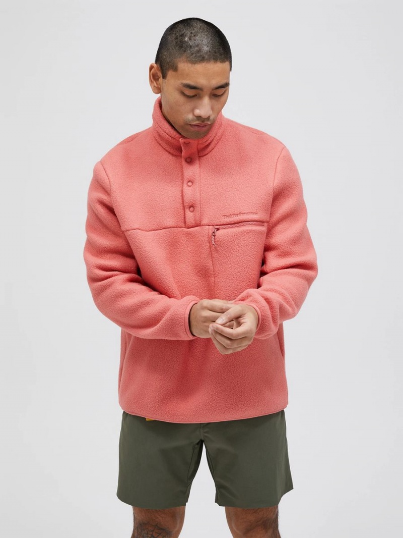 Peak Performance Fleece Snap T-Neck Men's Sweater Pink | KHA43-655