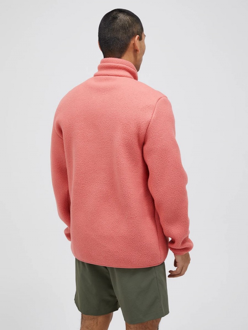 Peak Performance Fleece Snap T-Neck Men's Sweater Pink | KHA43-655