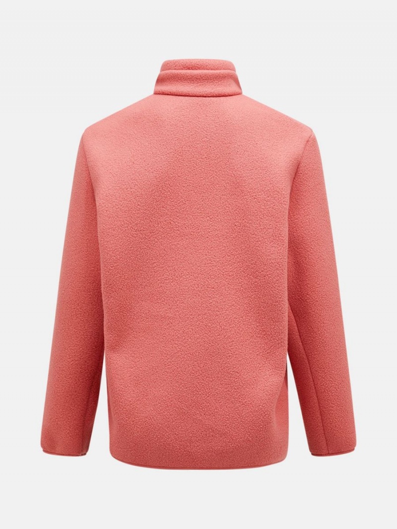 Peak Performance Fleece Snap T-Neck Men's Sweater Pink | KHA43-655