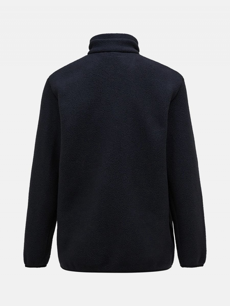 Peak Performance Fleece Snap T-Neck Men's Sweater Black | GCN34-912