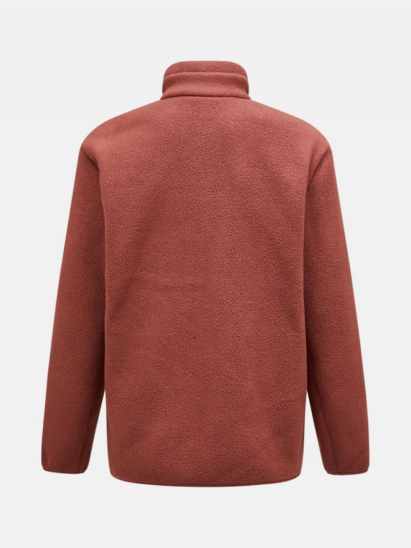 Peak Performance Fleece Snap T-Neck Men's Sweater Burgundy | DCP26-864