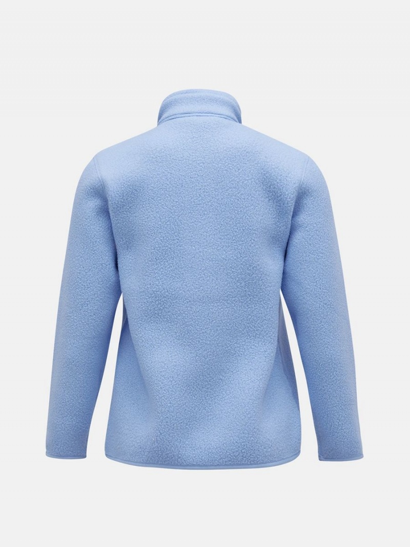 Peak Performance Fleece Snap T-Neck Women's Sweater Blue | GYJ16-246