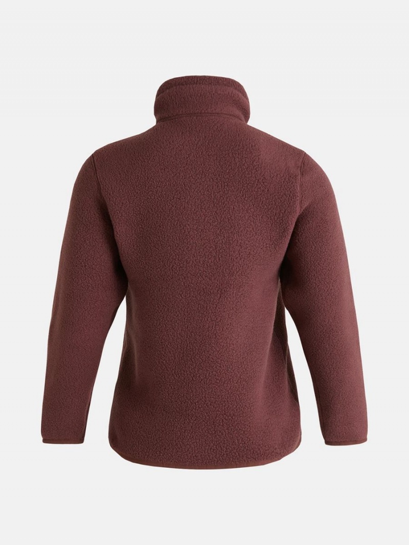 Peak Performance Fleece Snap T-Neck Women's Sweater Burgundy | TEX28-142