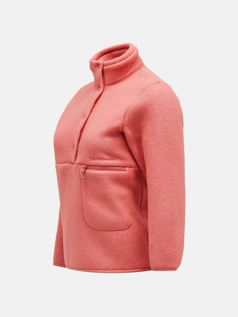 Peak Performance Fleece Snap T-Neck Women's Sweater Pink | PUR78-592