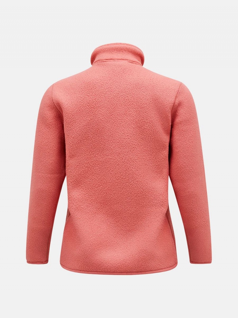 Peak Performance Fleece Snap T-Neck Women's Sweater Pink | PUR78-592