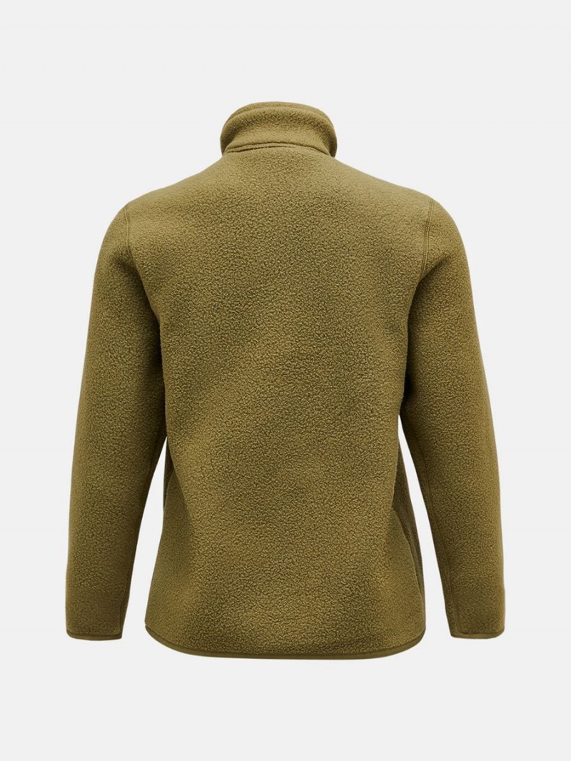 Peak Performance Fleece Snap T-Neck Women's Sweater Olive | EJX29-396