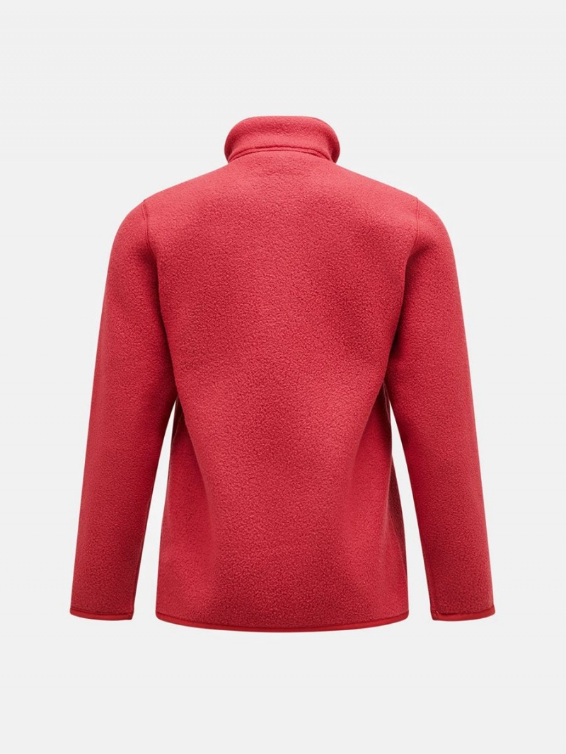 Peak Performance Fleece Snap T-Neck Women's Sweater Red | MTM05-826