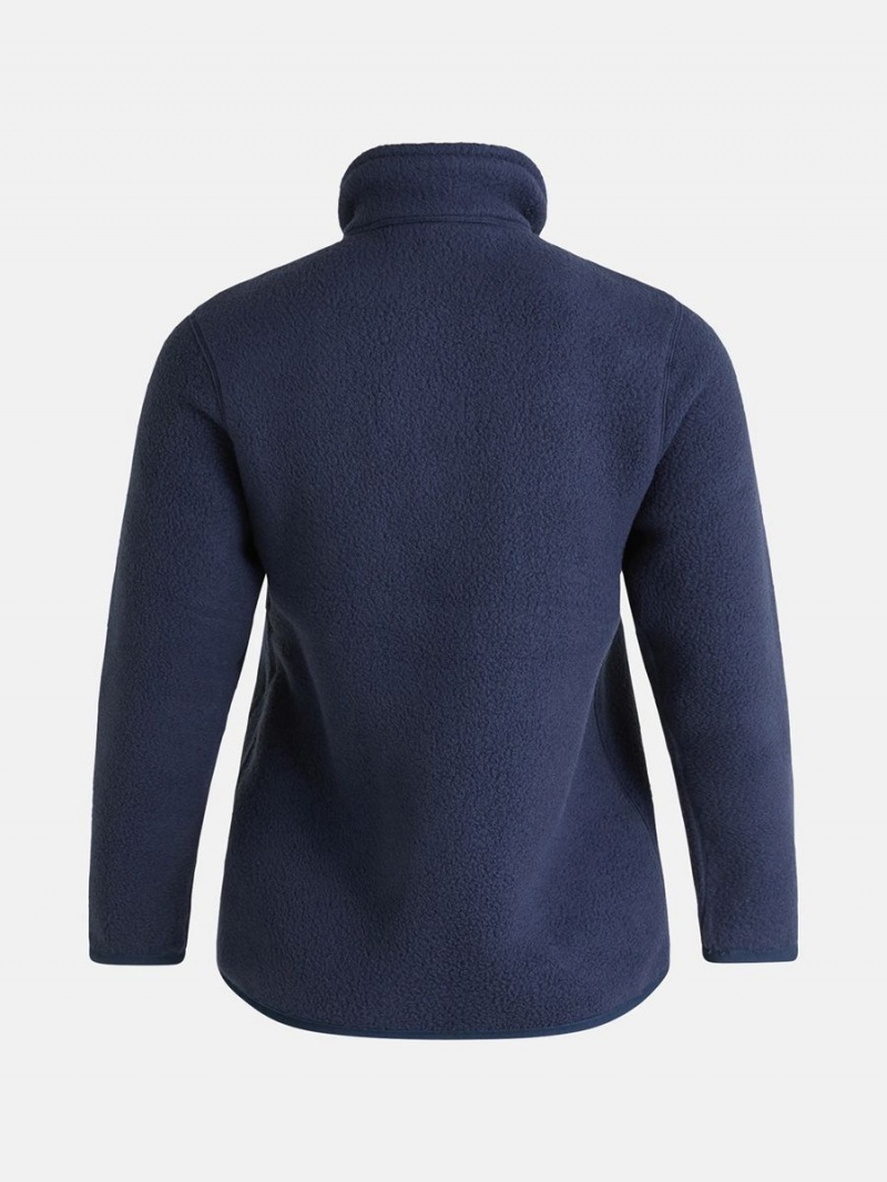 Peak Performance Fleece Snap T-Neck Women's Sweater Navy | UBF45-182