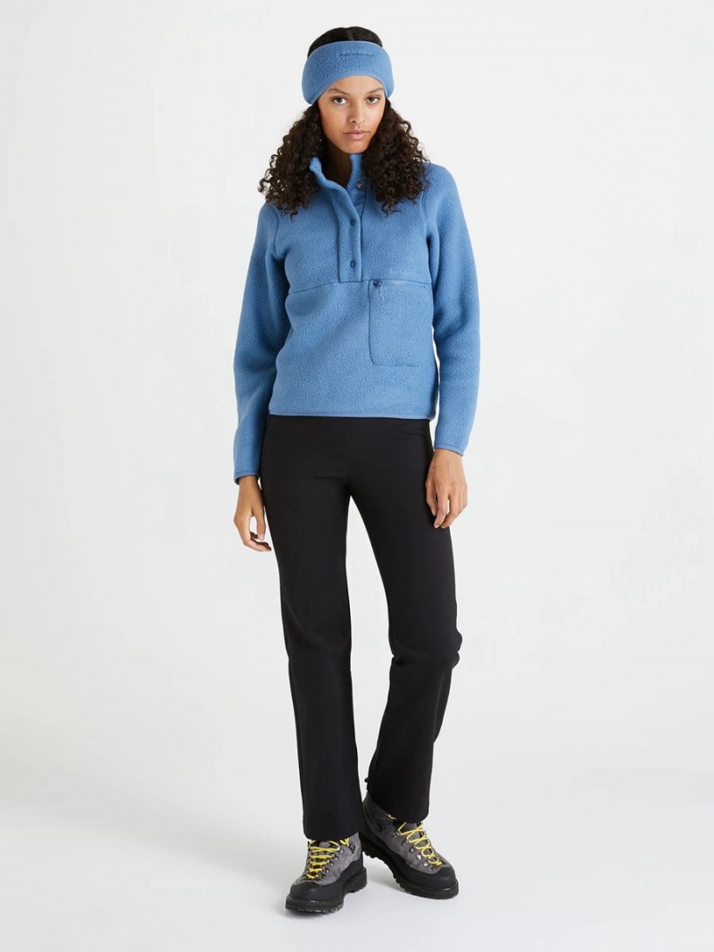 Peak Performance Fleece Snap T-Neck Women's Sweater Blue | CBT34-331