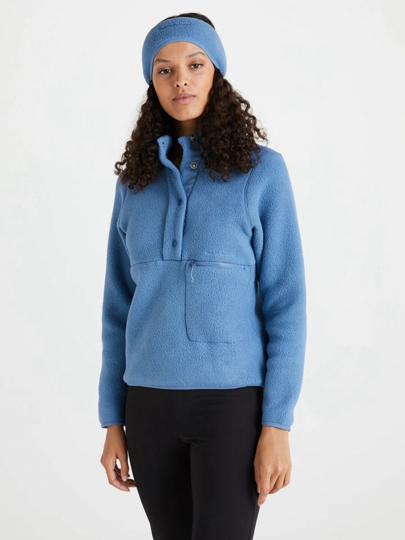 Peak Performance Fleece Snap T-Neck Women's Sweater Blue | CBT34-331