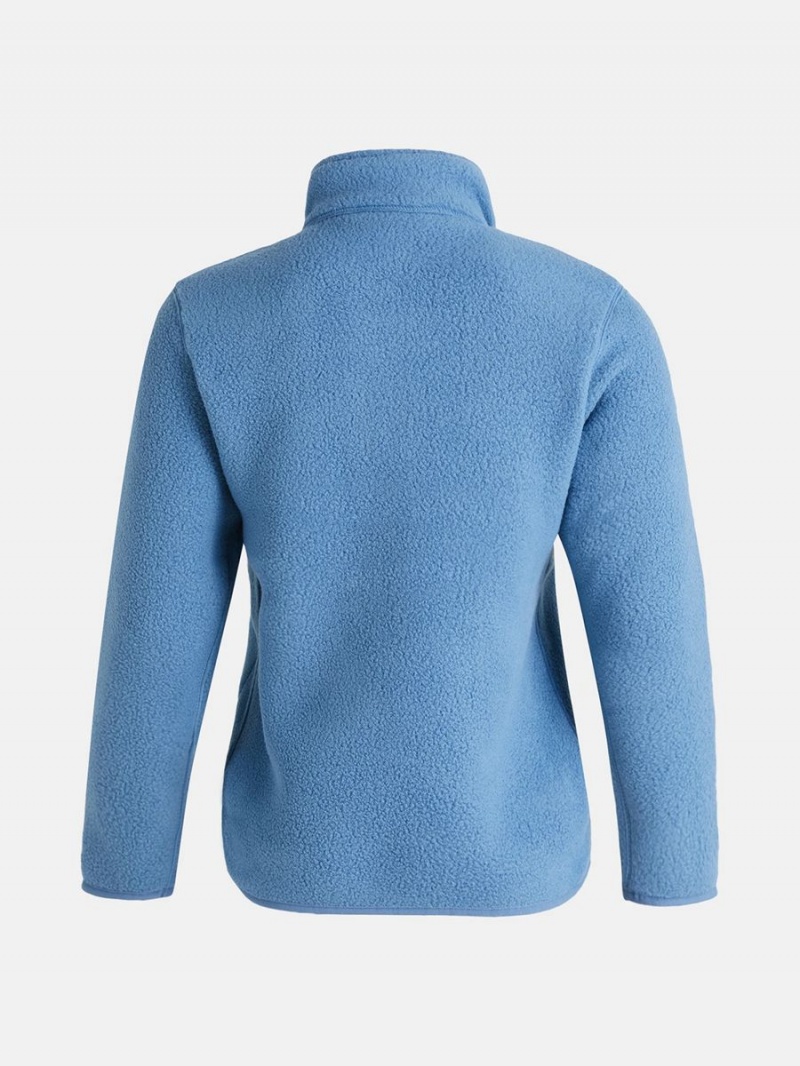 Peak Performance Fleece Snap T-Neck Women's Sweater Blue | CBT34-331