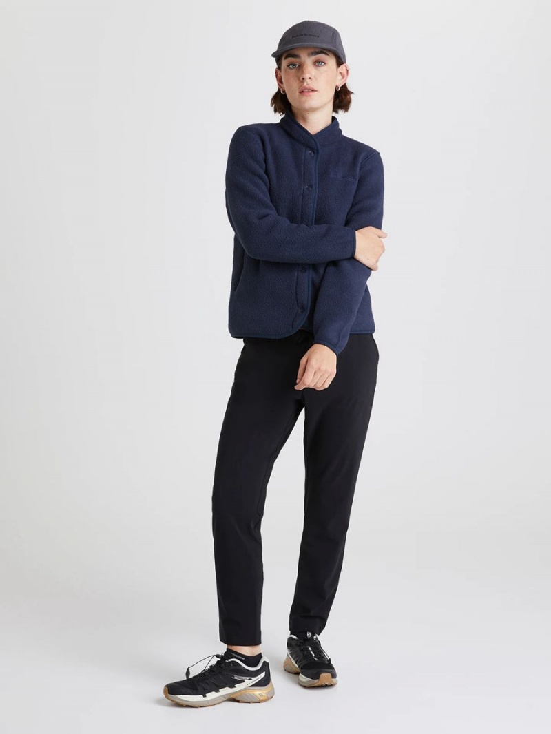 Peak Performance Fleece Snap Women's Cardigan Navy | RYF29-600