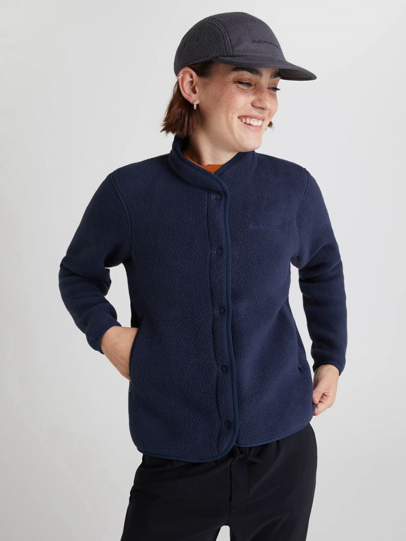 Peak Performance Fleece Snap Women's Cardigan Navy | RYF29-600