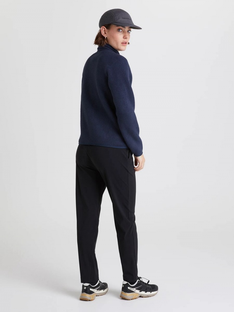 Peak Performance Fleece Snap Women's Cardigan Navy | RYF29-600