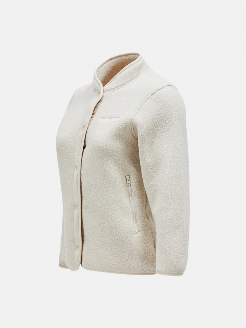 Peak Performance Fleece Snap Women's Cardigan Beige | FGH16-588