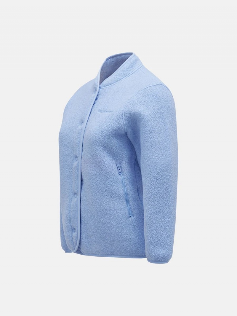 Peak Performance Fleece Snap Women's Cardigan Blue | EDC86-073