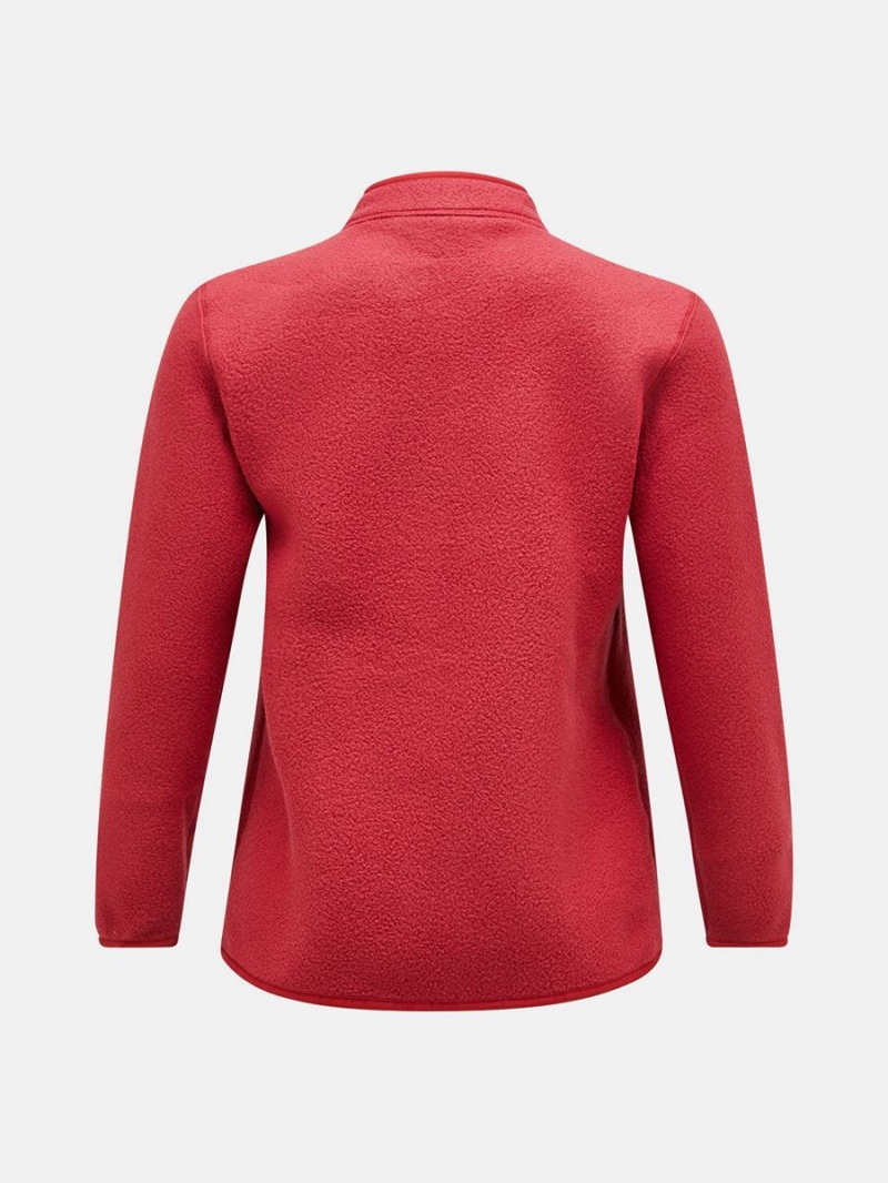 Peak Performance Fleece Snap Women's Cardigan Red | AUA37-952