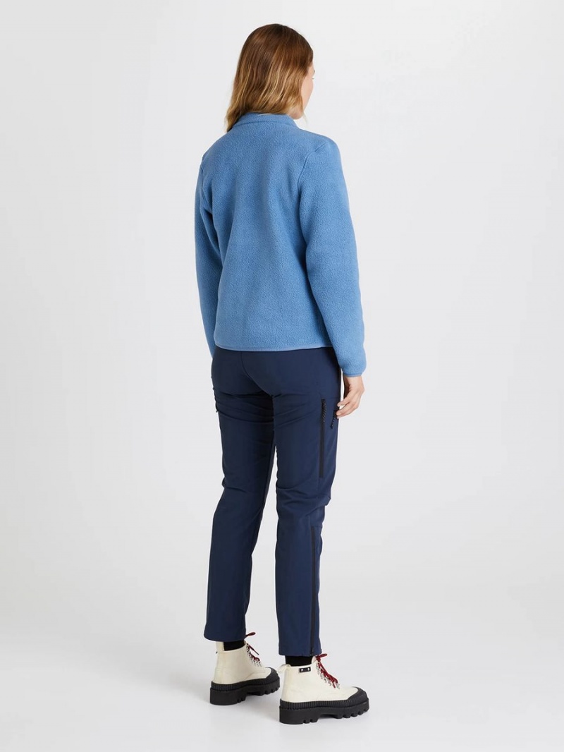 Peak Performance Fleece Snap Women's Cardigan Blue | WPO66-286