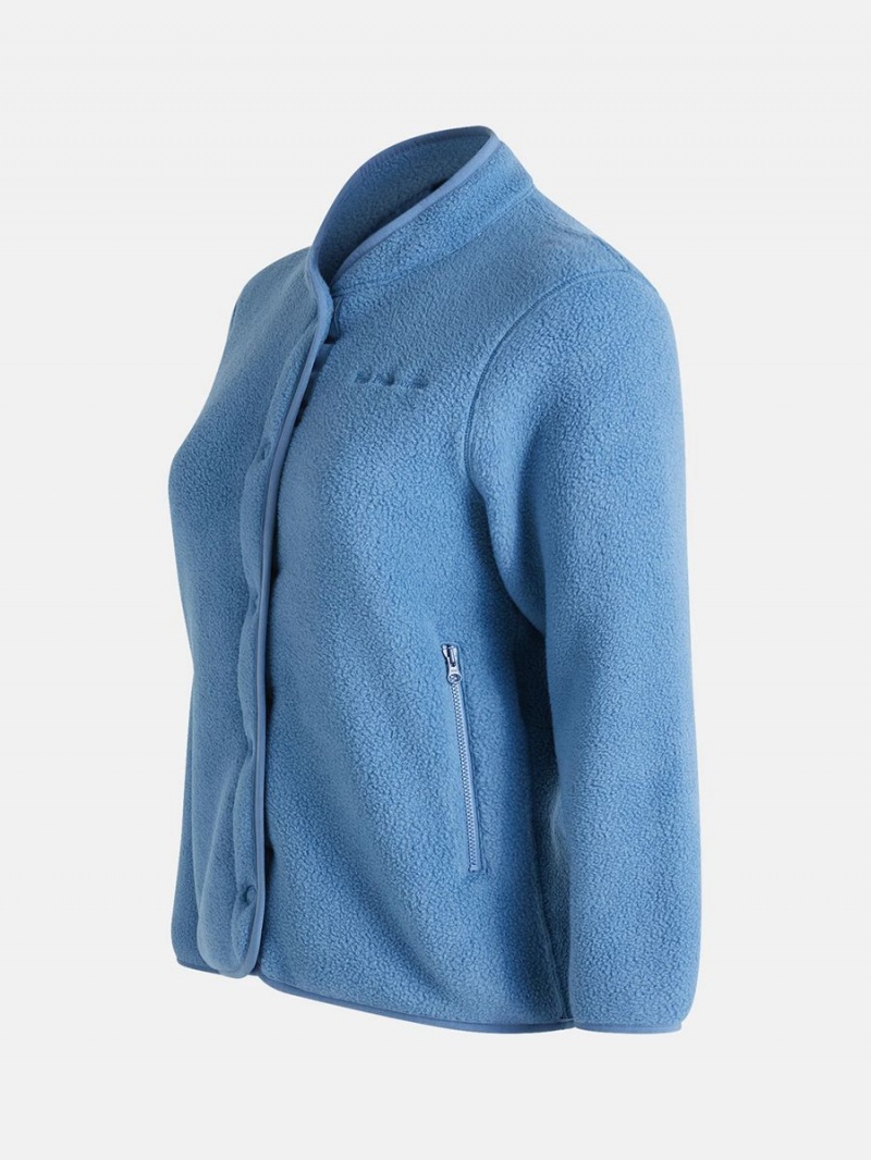 Peak Performance Fleece Snap Women's Cardigan Blue | WPO66-286