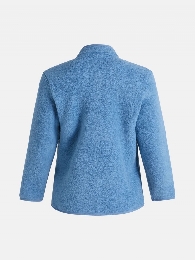 Peak Performance Fleece Snap Women's Cardigan Blue | WPO66-286