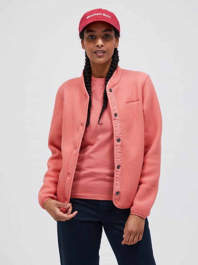 Peak Performance Fleece Snap Women's Cardigan Pink | MPY55-670